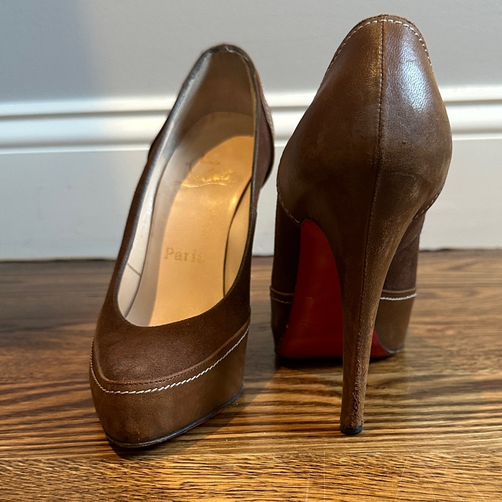 Christian Louboutin Brown Suede Heels